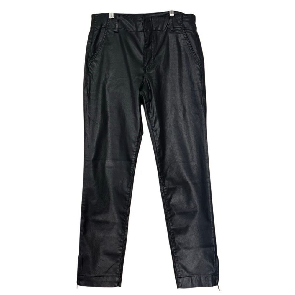 Kut from the kloth Reese ankle straight leg faux leather pants black 8 Long